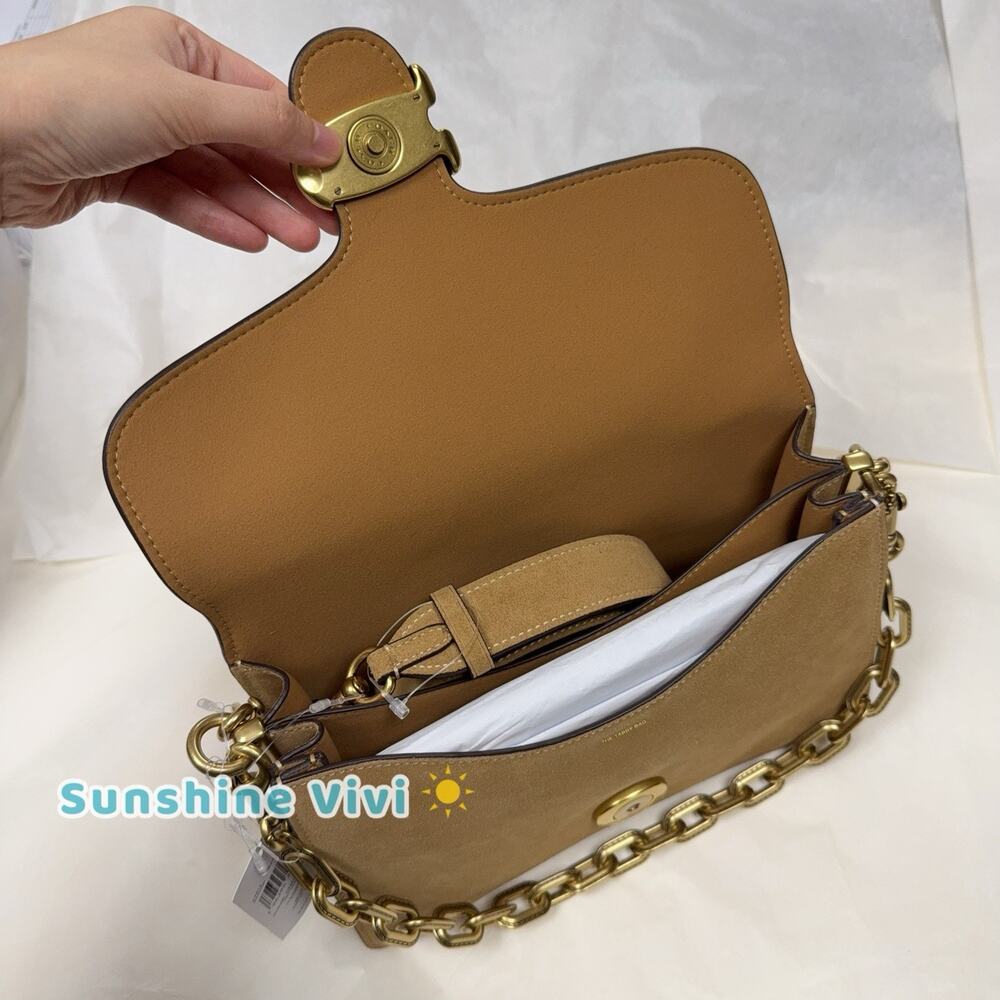 NWT Coach Chain Tabby Shoulder/Hand Suede Chain Tabby Sand CAN13 - Picture 8 of 13